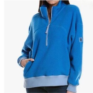 Free People Movement Hit The Slopes Quarter-Zip Fleece Pullover blue - small